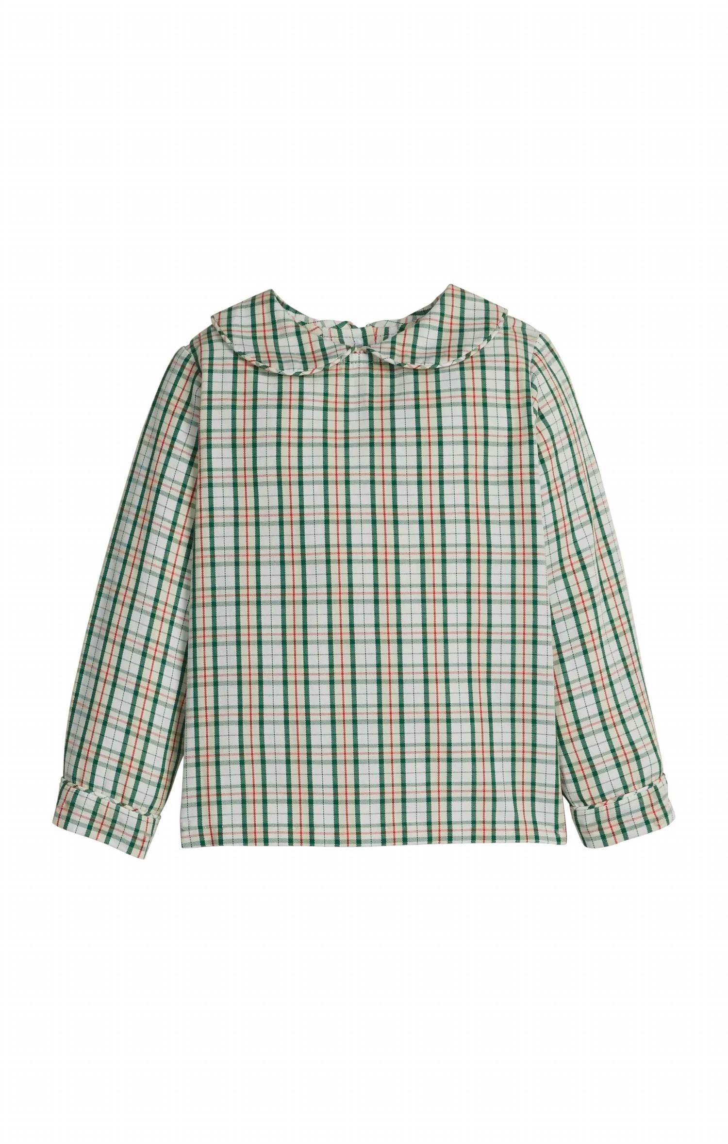 Little English - Kid's Mistletoe Tartan Peter Pan Shirt