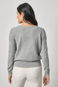 Lilla P - Tipped Hem Wide Neck Sweater Top