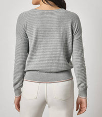 Lilla P - Tipped Hem Wide Neck Sweater Top
