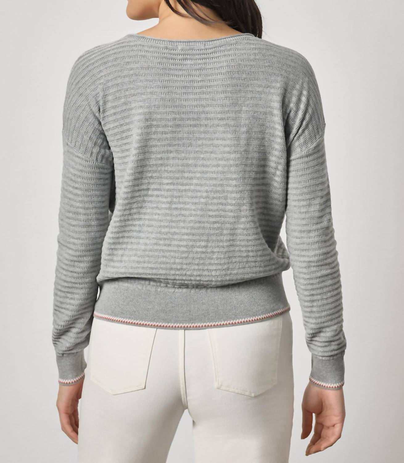 Lilla P - Tipped Hem Wide Neck Sweater Top