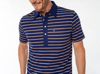 Criquet Performance Players Shirt in lee stripe navy - men's shirt - detail view