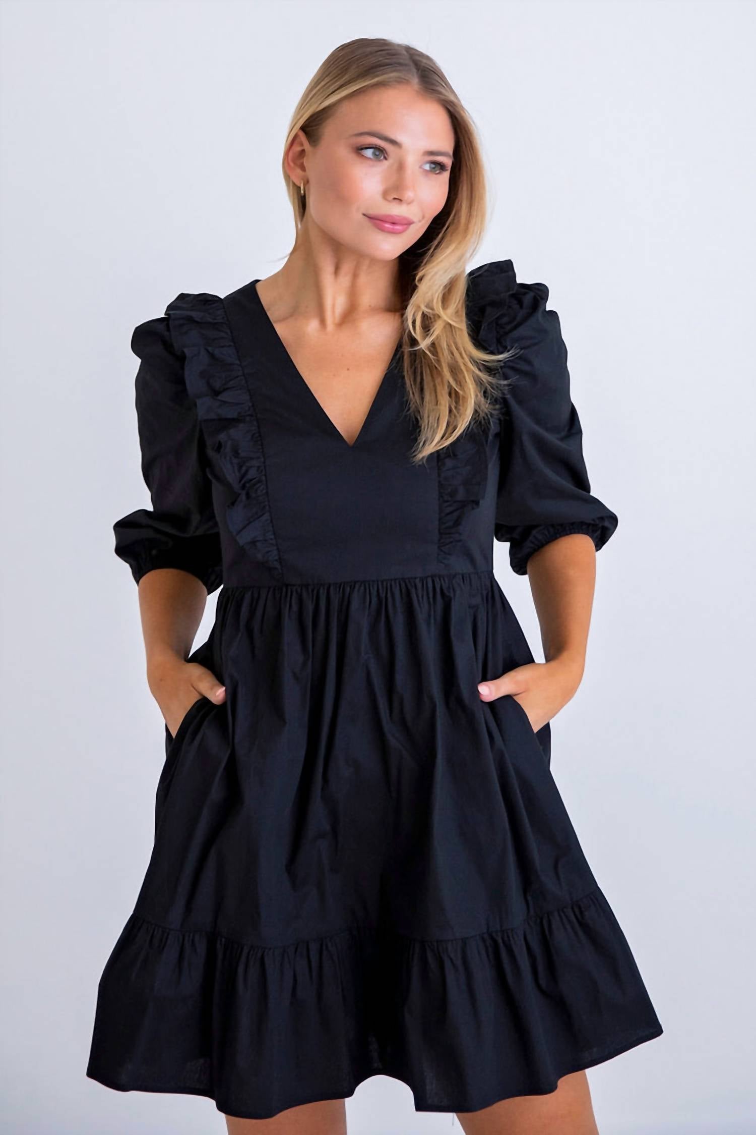 Karlie - Poplin Ruffle Tier Dress