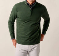 JOHNNIE-O Rubin Herringbone Cashmere Blend 1/4 Zip Pullover in moss - men's sweater