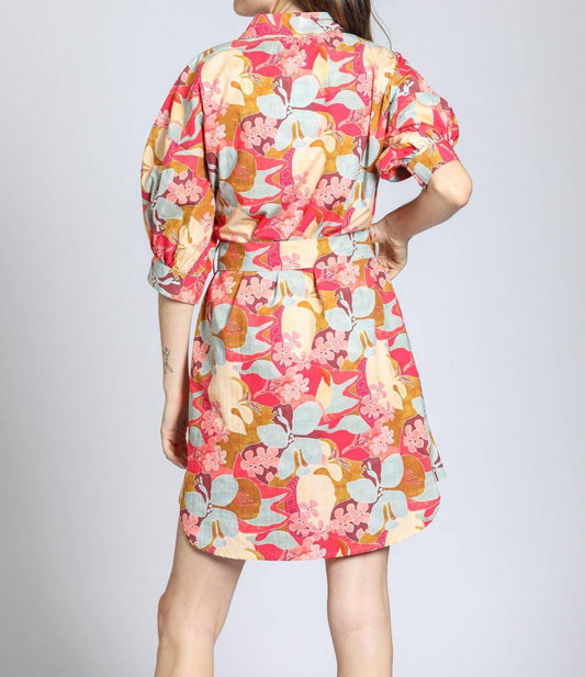 Apny - Belted Puff Sleeve Dress