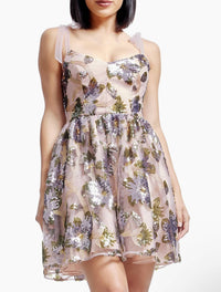 DRESS THE POPULATION Kaitrin Sequin Fit & Flare Mini Dress in lilac multi - women's dress