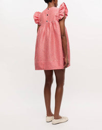 Ganni - Crinkled Taffeta Check Frill Mini Dress