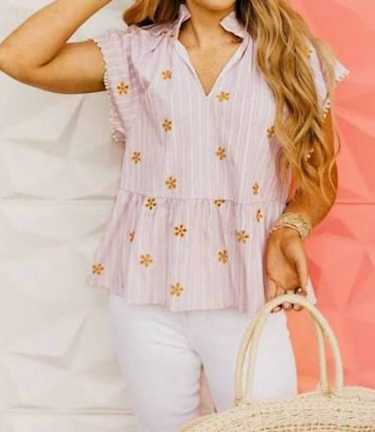 Thml - Striped Embroidered Top