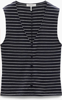Rag & Bone - Striped Button Knit Blouse