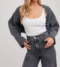 BluIvy Sweater Knit Bolero Shrug in dk grey - women's sweater