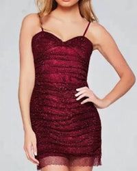 Jovani - Beaded Net Cocktail Dress