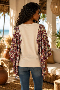 Surelymine - Floral Kimono Sleeve Top