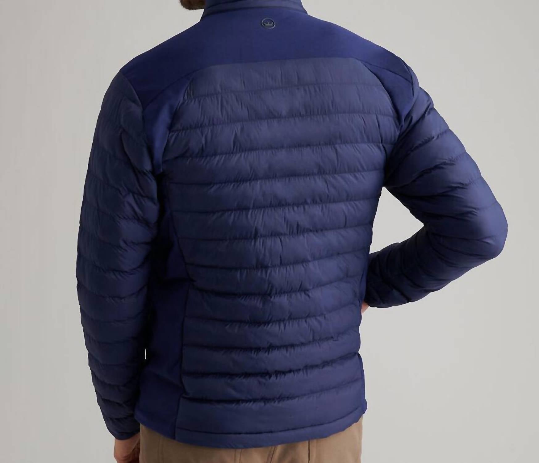 PETER MILLAR Apex Quilted Puffer Jacket in navy - women's jacket - detail view
