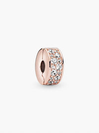 Pandora - Clear Pavé Clip Charm 14k rose gold plating-charm only