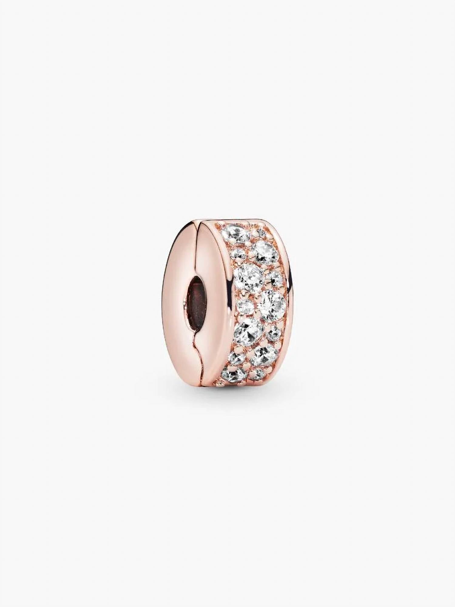 Pandora - Clear Pavé Clip Charm 14k rose gold plating-charm only