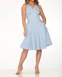 Orchid Bloom - Checkmate Halter Swing Dress