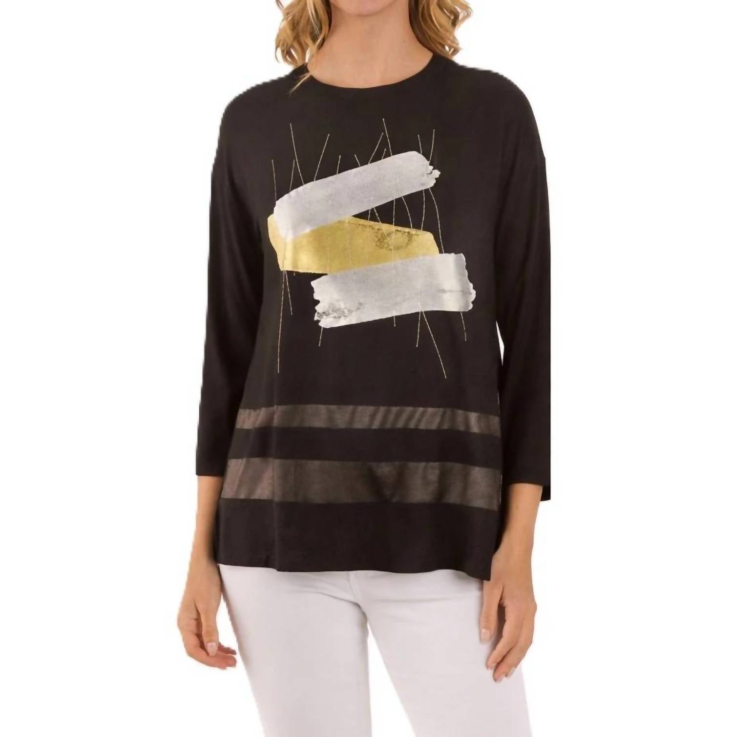 Lemon Grass - Abstract Three-quarter Sleeves Top