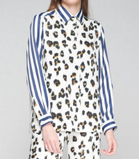 Vilagallo - Animal Print Stripe Blouse