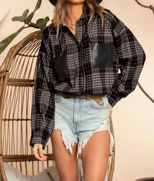 Blue Buttercup - Faux Leather Pocket Flannel