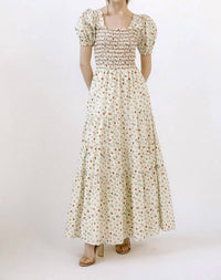 Storia - Mable Cotton Floral Smocked Tiered Boho Prarie Maxi Dress