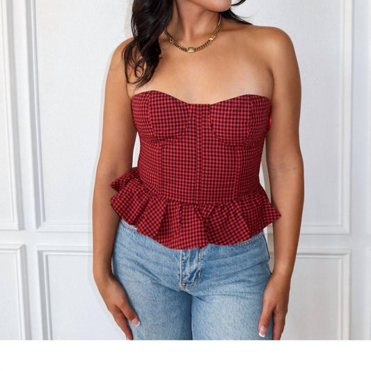 Olivaceous - Checkmate Corset Strapless Top