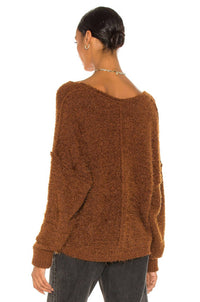 Free People Icing V-neck Pullover in mocha java - women's sweater - alternate view
