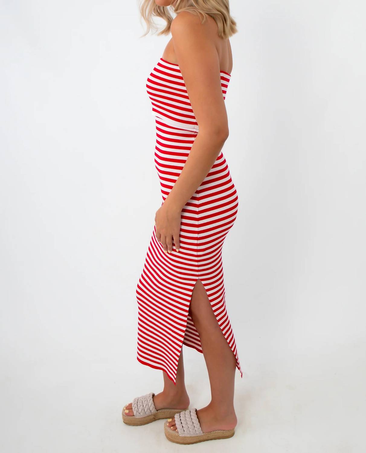 Hyfve - Showstopper Stripe Strapless Knit Midi Dress