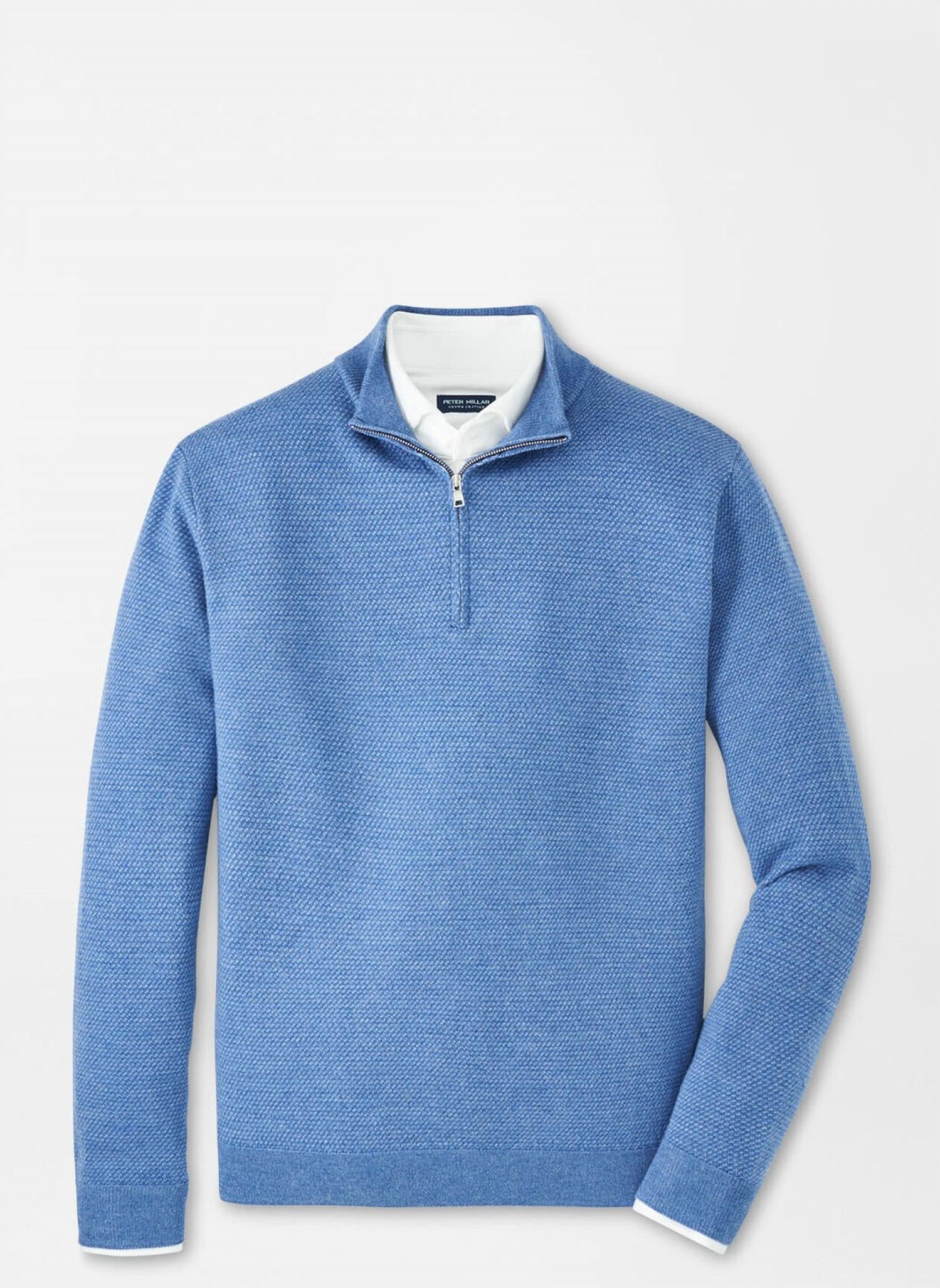 PETER MILLAR Keene Quarter Zip Sweater in lunar blue - men's sweater - alternate view