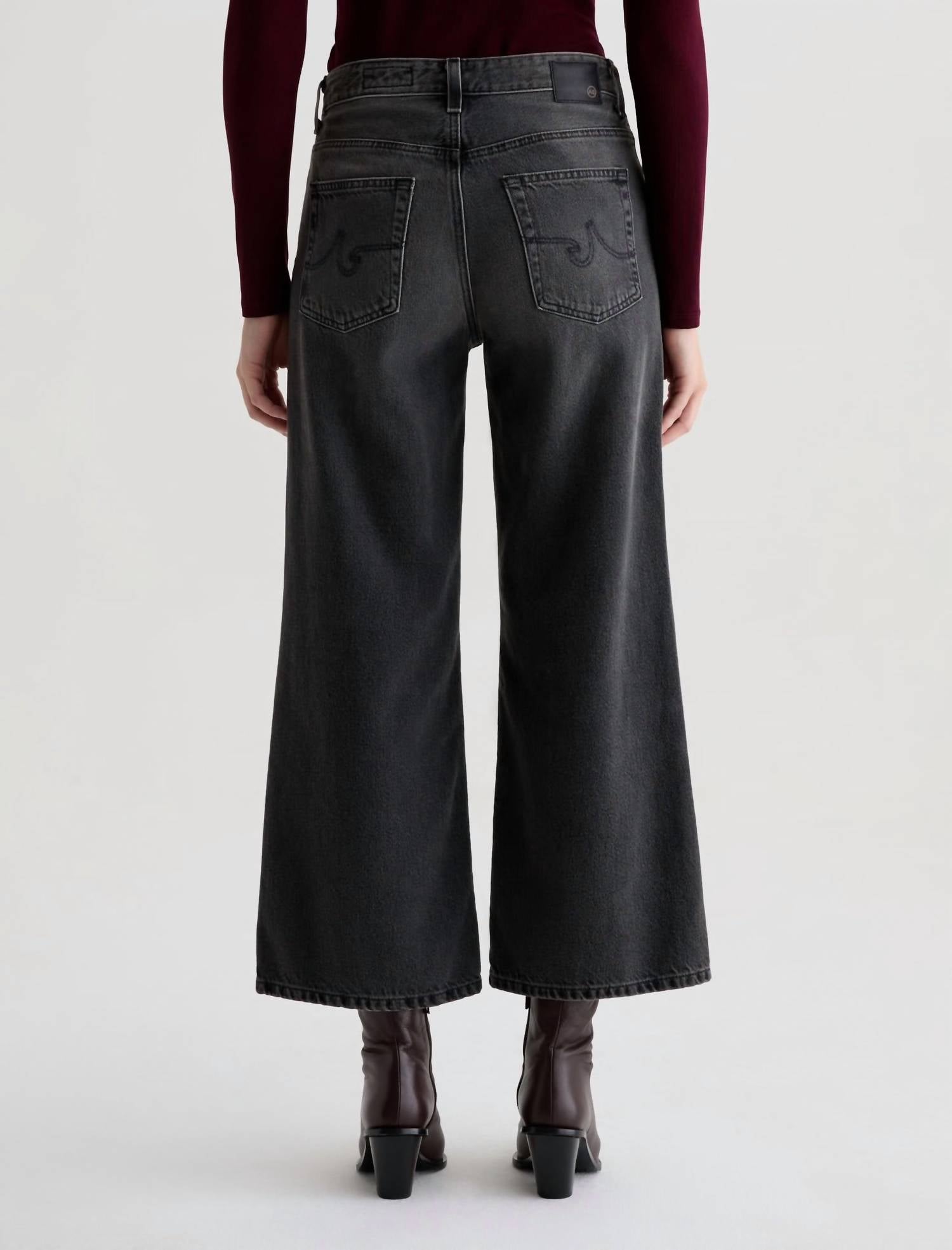 AG Jeans Saige Wide Leg Crop Jeans in overnight - women's jeans - detail view