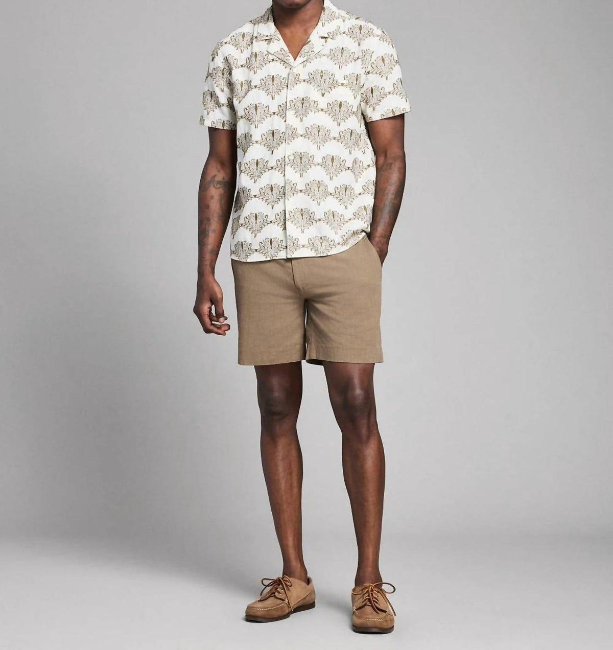 Billy Reid - Short Sleeve Botanical Jacquard Camp Shirt
