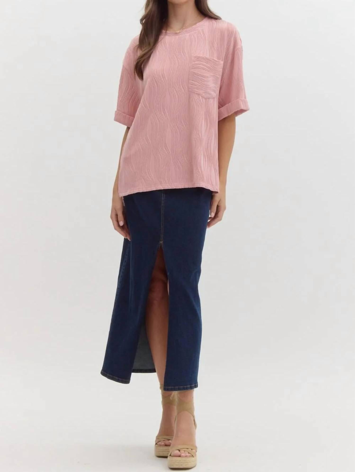 Entro - Wave Textured Short Sleeve Top