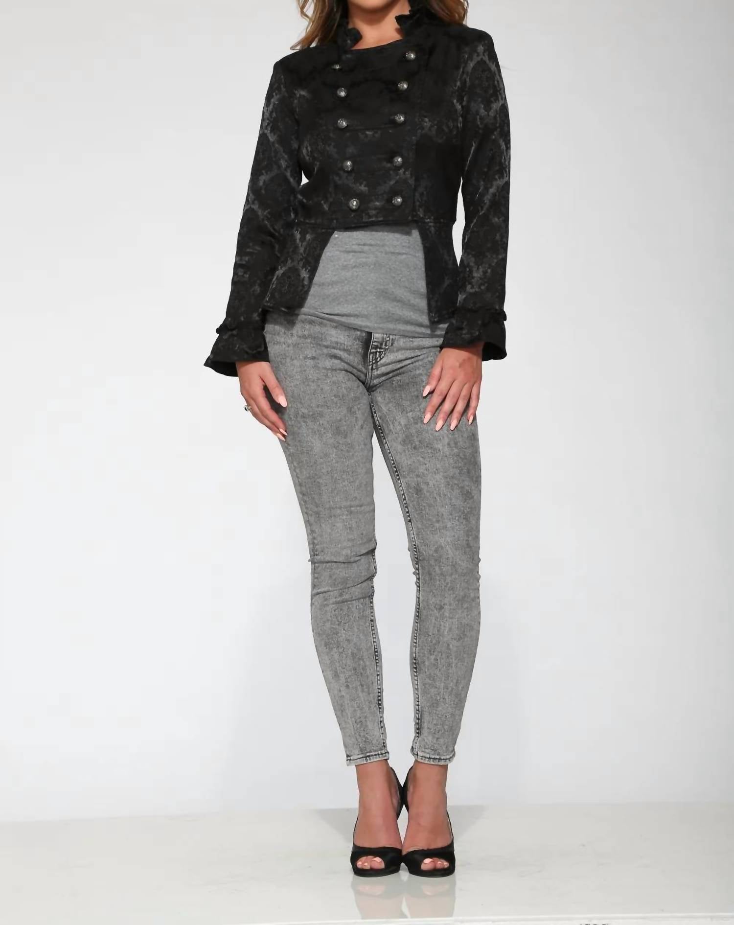 Orchid Bloom - Brocade Ruffle Detail Jacket
