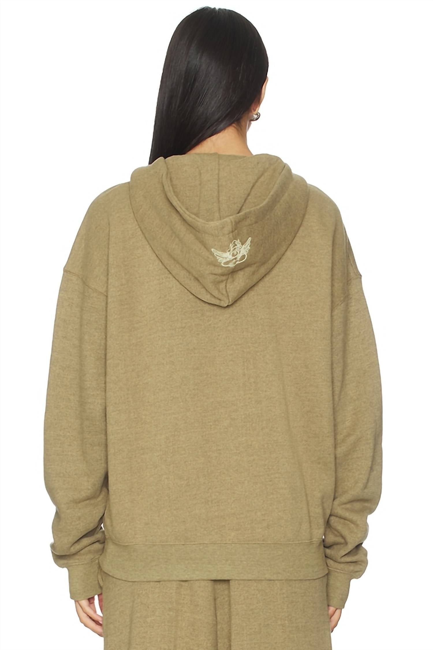 BOYS LIE Better Half Garden Racer Hoodie in green - women's top - detail view