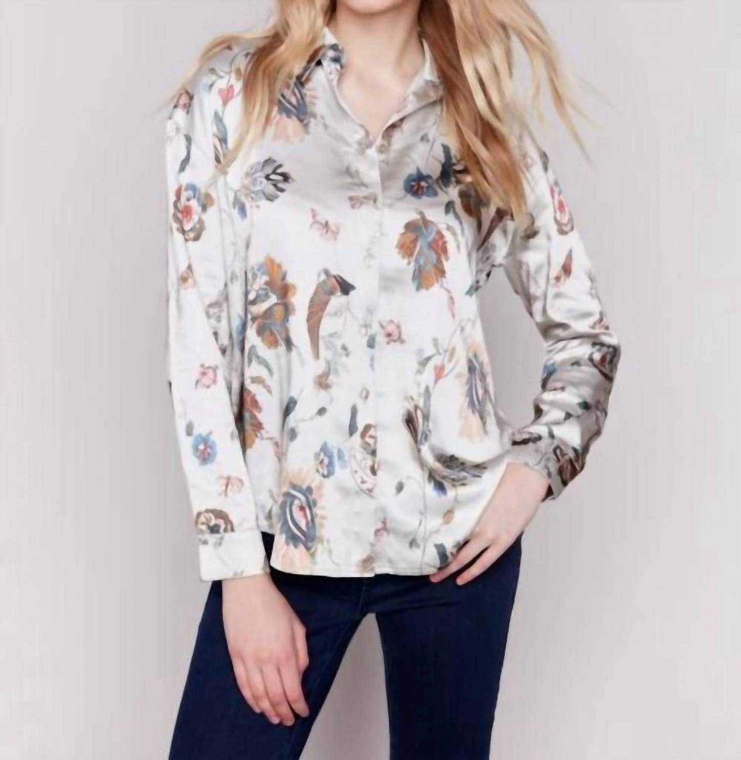 CHARLIE B Women's Long Sleeve Blouse in prune plum - women's blouse