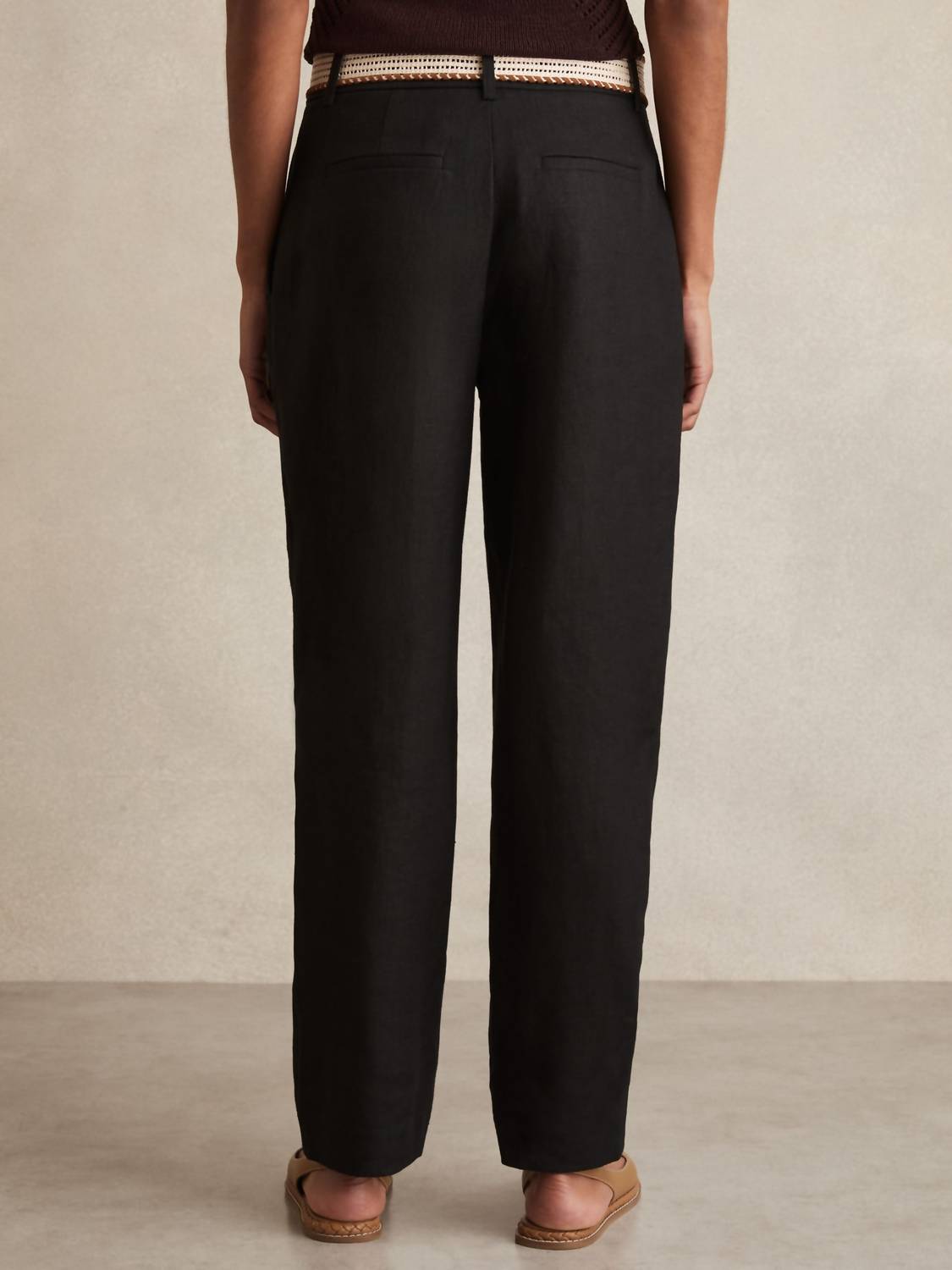 Reiss - Beau Linen Belted Tapered Trousers