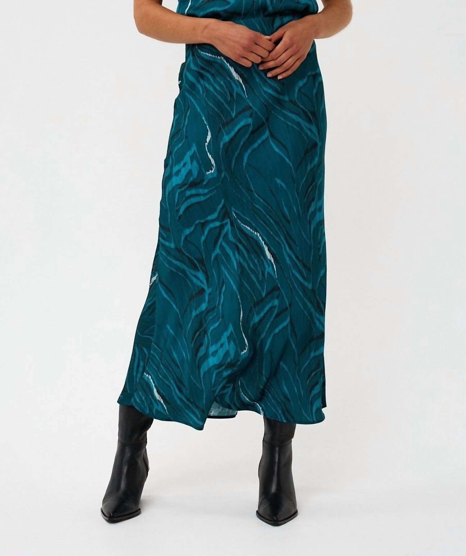 ESQUALO CRYSTAL WAVES SKIRT in teal print - women's skirt