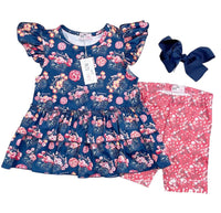 Pete + Lucy - Girls Basket Of Peonies Short Set