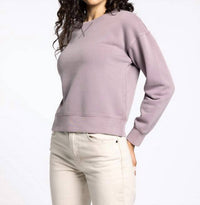 Thread & Supply Serenity Fleece Crew Neck Sweatshirt in dusty lavender - women's top - detail view