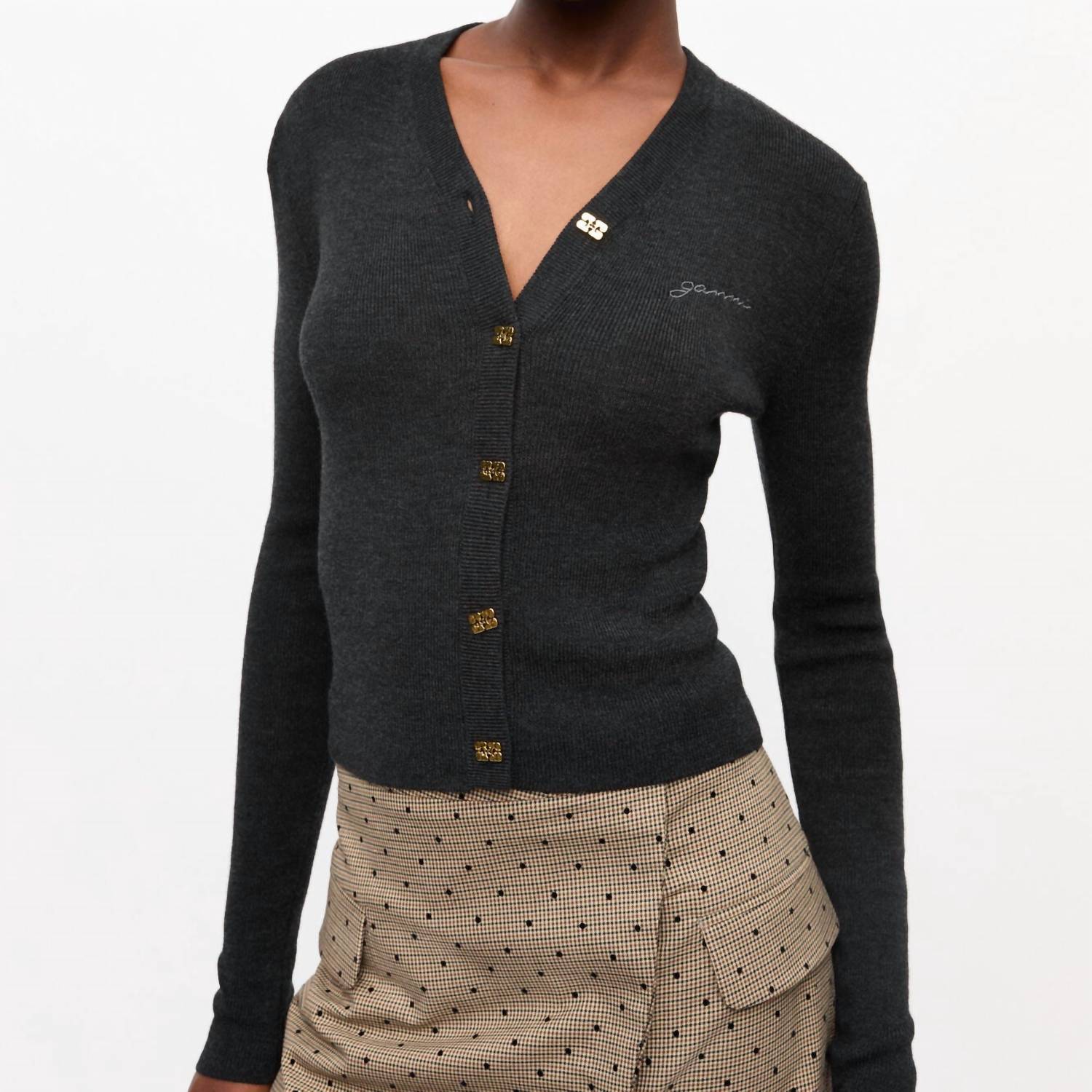 Ganni - Mini Ribbed Merino Cardigan