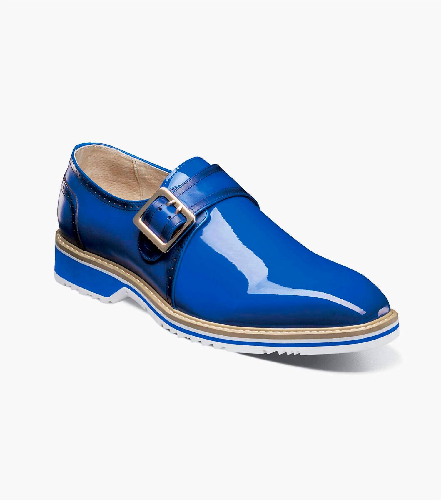 STACY ADAMS Men's Bartram Plain Toe Monk Strap Shoes in blue - men's loafer