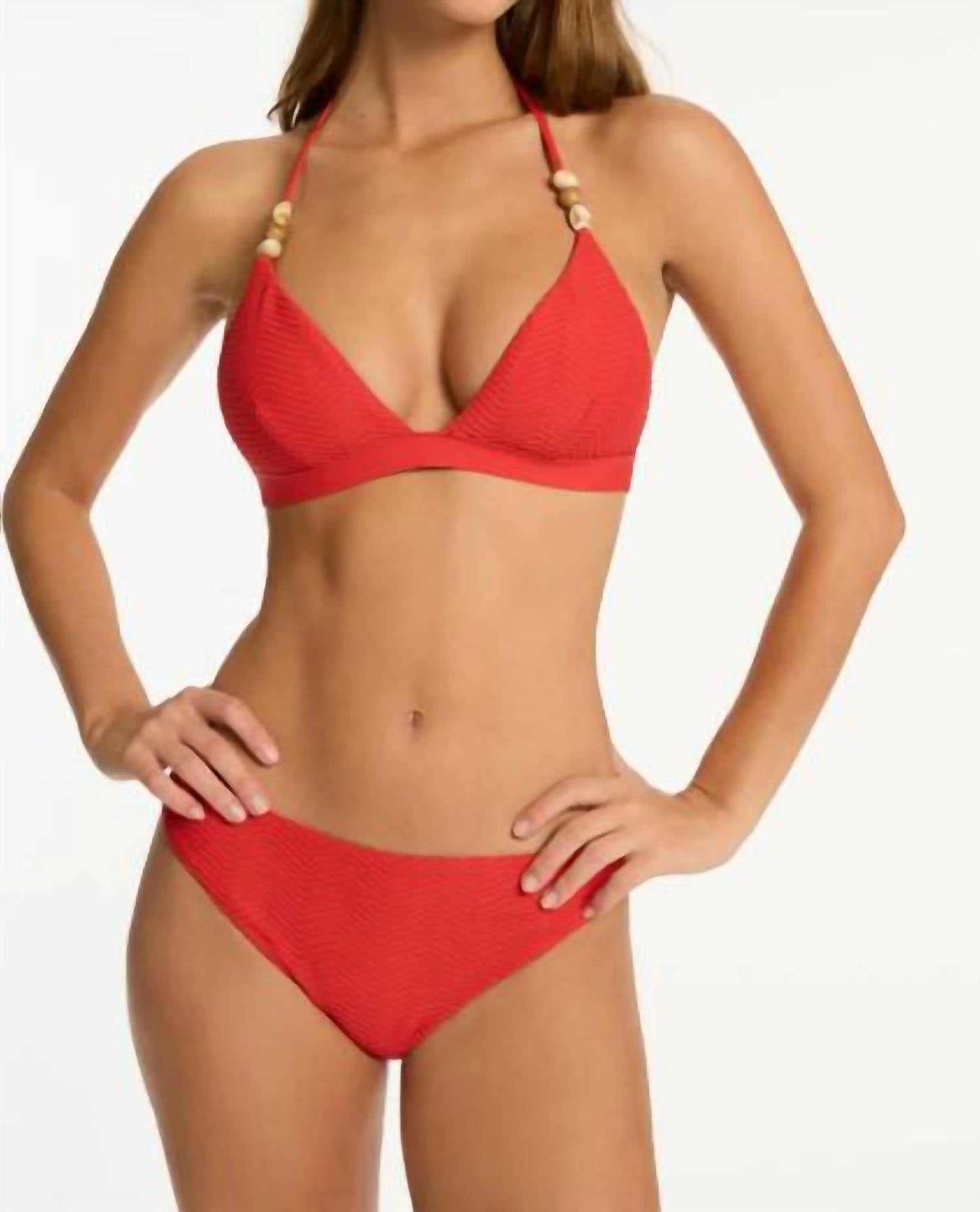 Sea Level Australia Caracus Tri Halter Bikini Top in spice red - women's swimwear