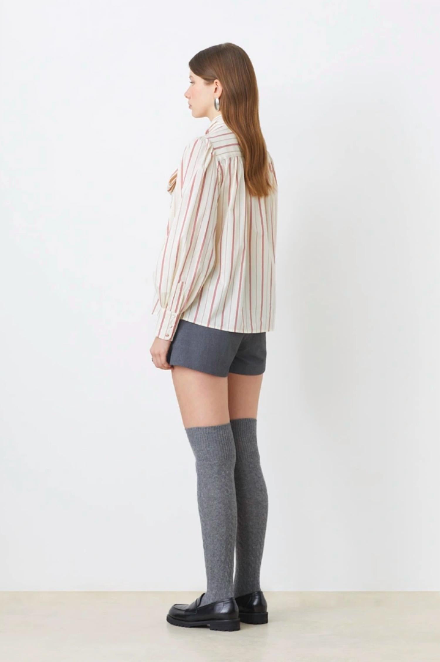 Suncoo Lips Long Sleeve Stripe Top in rouge - women's blouse - alternate view