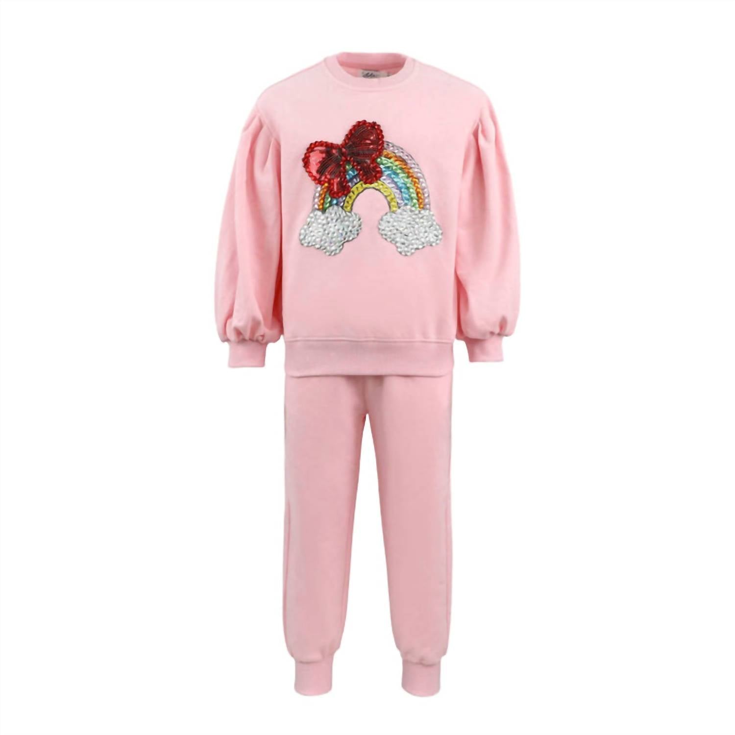 Lola + The Boys Bow Rainbow Gems Set in pink - item - alternate view