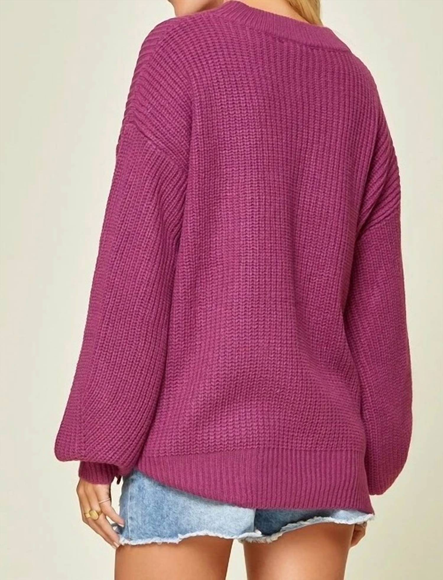 She + Sky - Balloon Sleeves Sweater