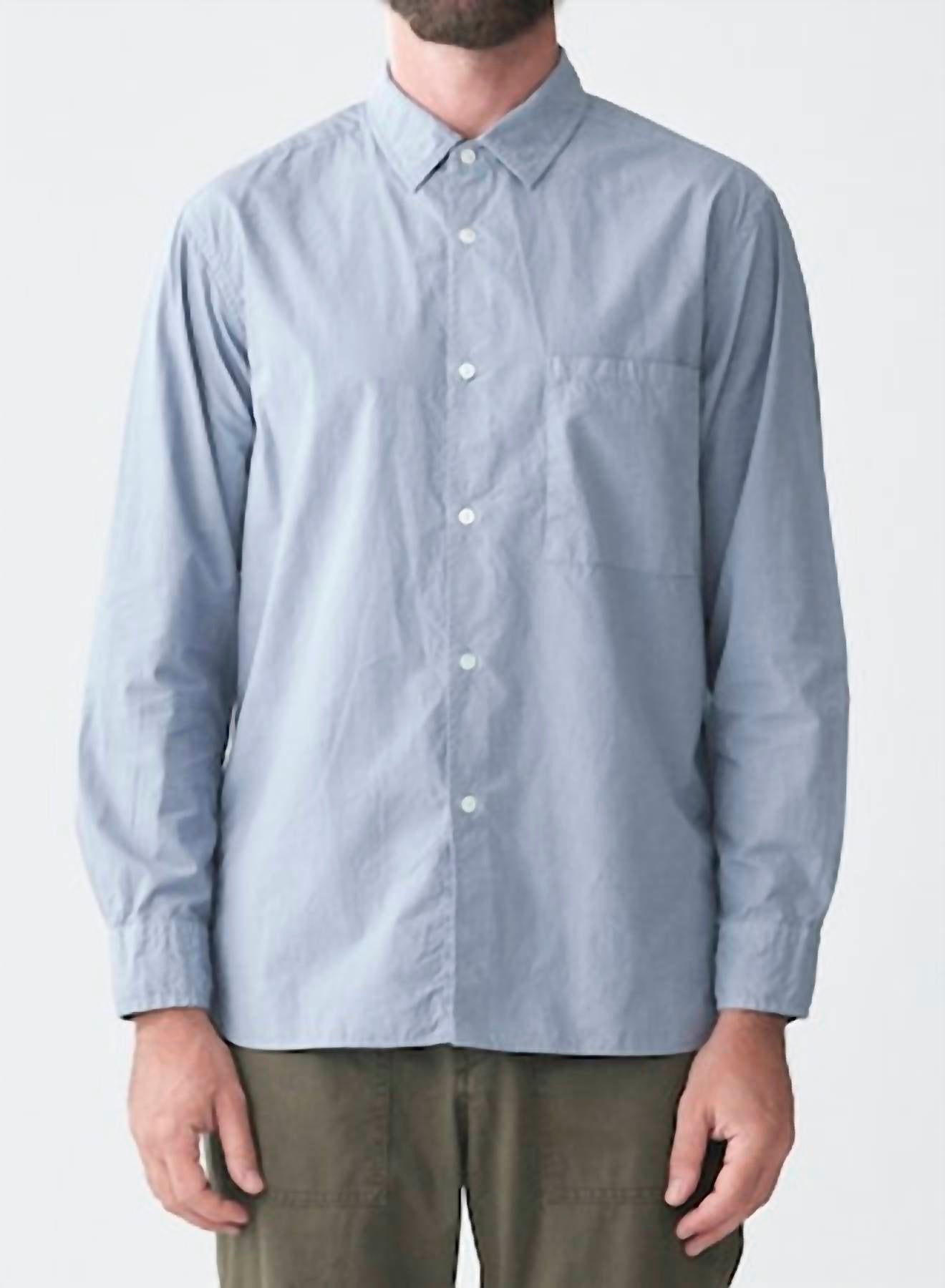 Sage De Cret Men's Organic Cotton Broadcloth Regular Collar Shirt in saxe - men's shirt
