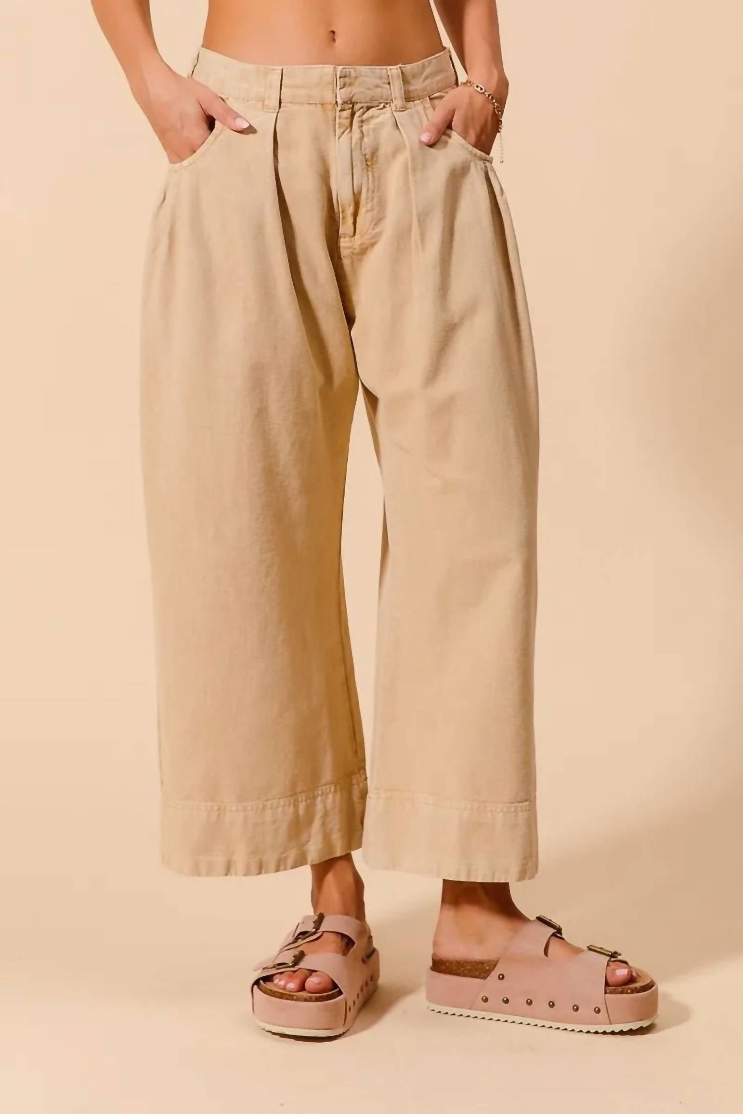 So Me - Mid Rise Wide Leg Chino Pants With Pockets