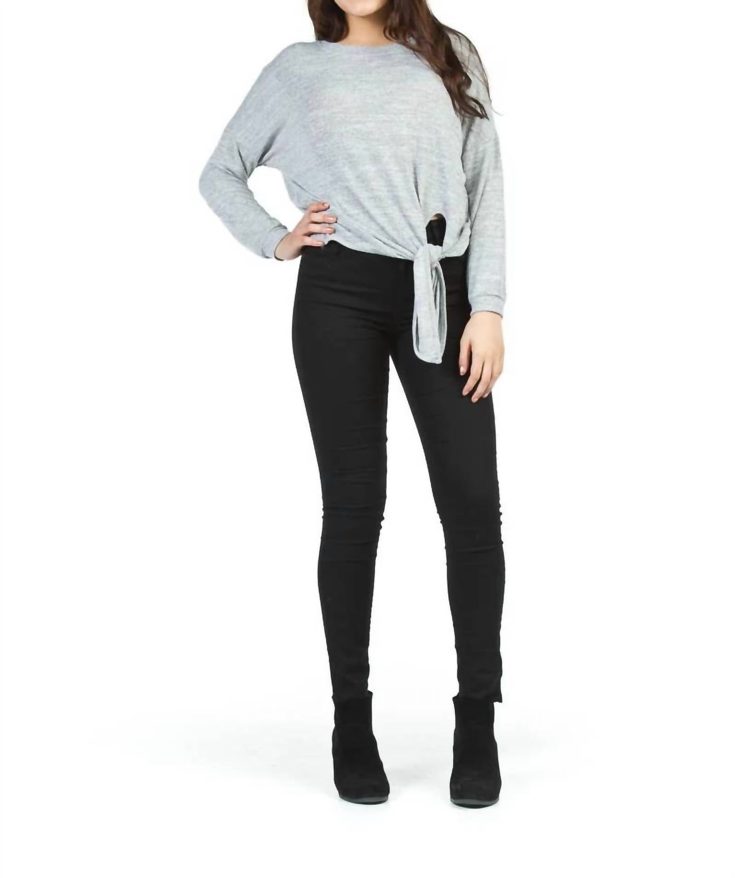 Papillon - Front Tie Heathered Sweater