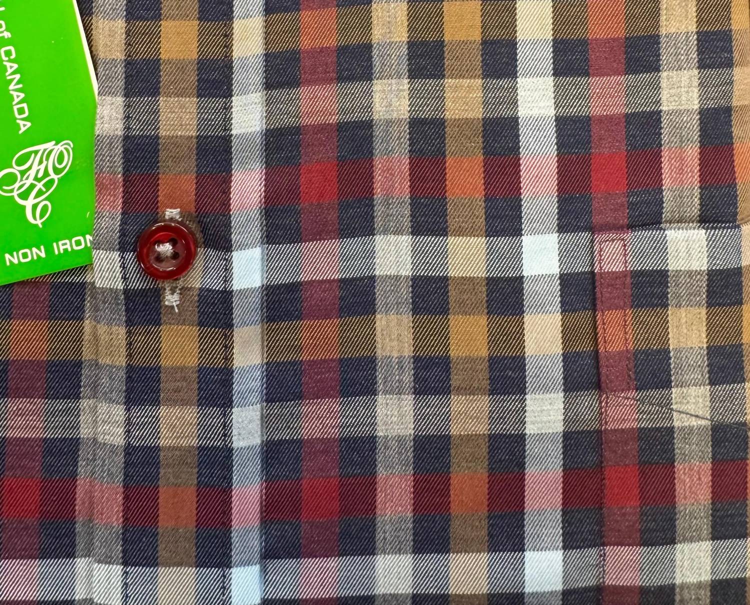 FORSYTH OF CANADA INC Men's Twill Gingham Sport Shirt in bae - men's long sleeve top - alternate view