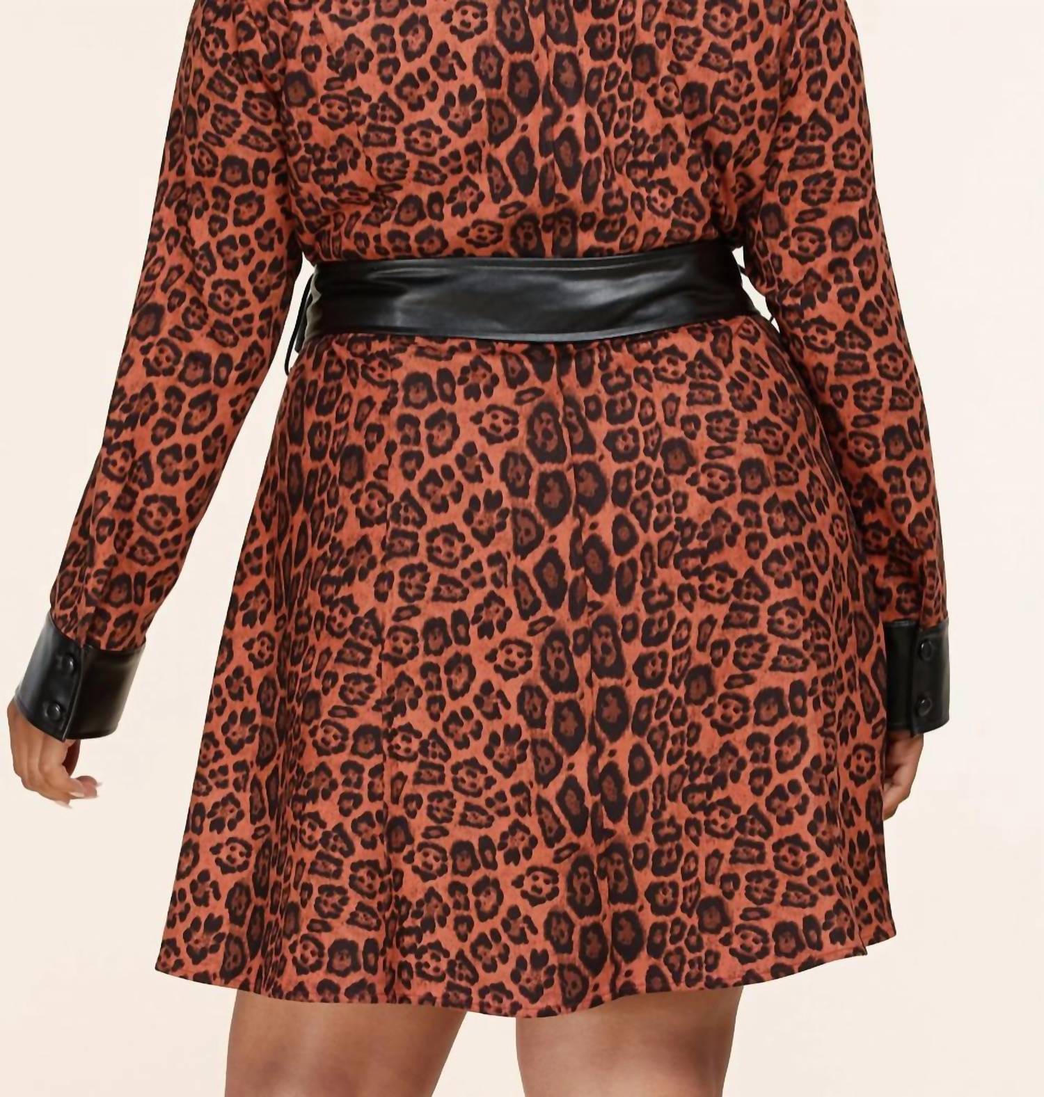 L'Atiste - Leopard Faux Shirt Dress - Plus