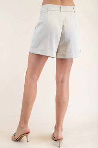 GLAM Coastal Crisp Pleated Shorts in cream - women's shorts - detail view