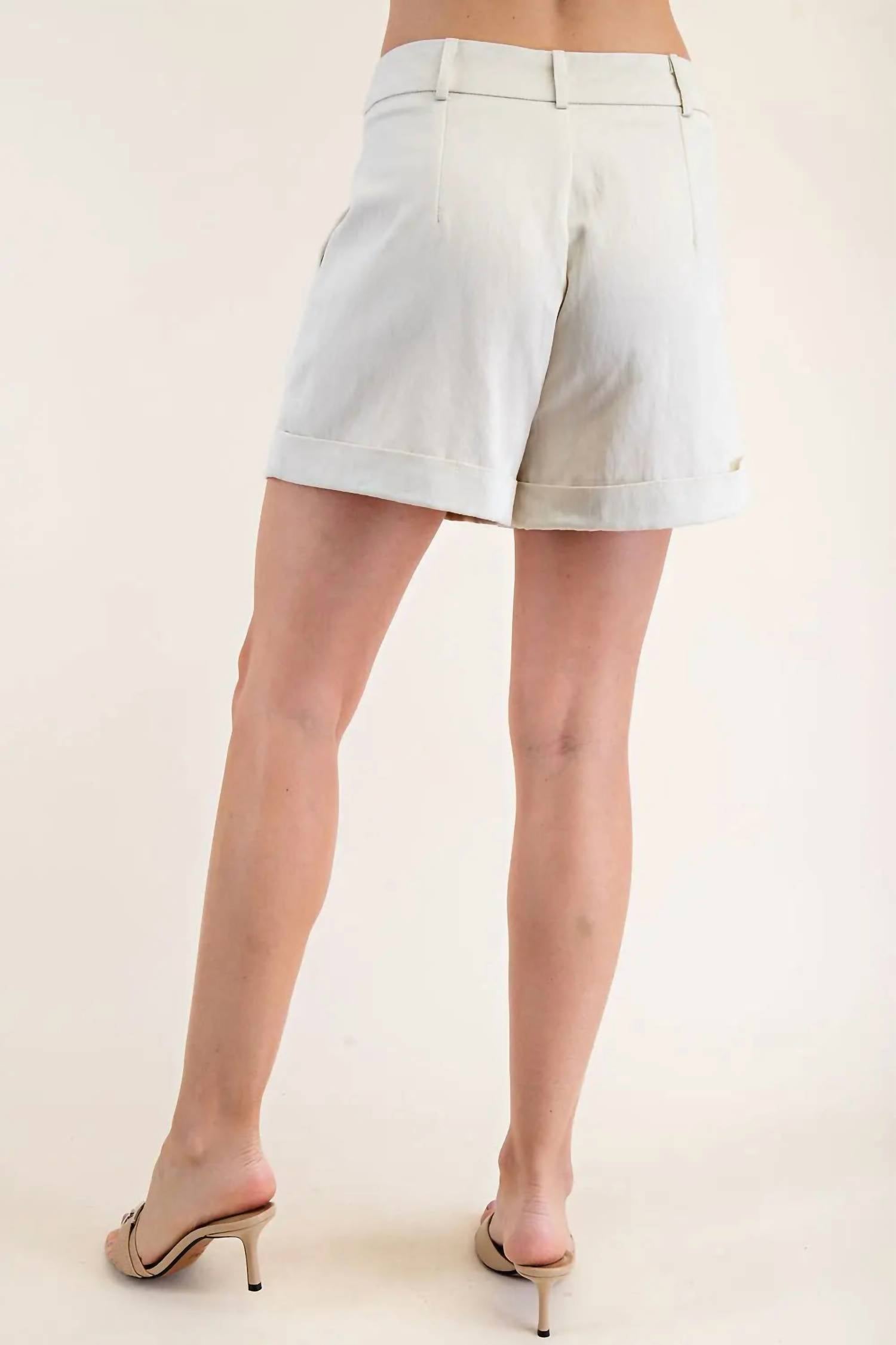 GLAM Coastal Crisp Pleated Shorts in cream - women's shorts - detail view